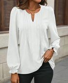 Notched Flounce Sleeve Blouse - Body By J'ne