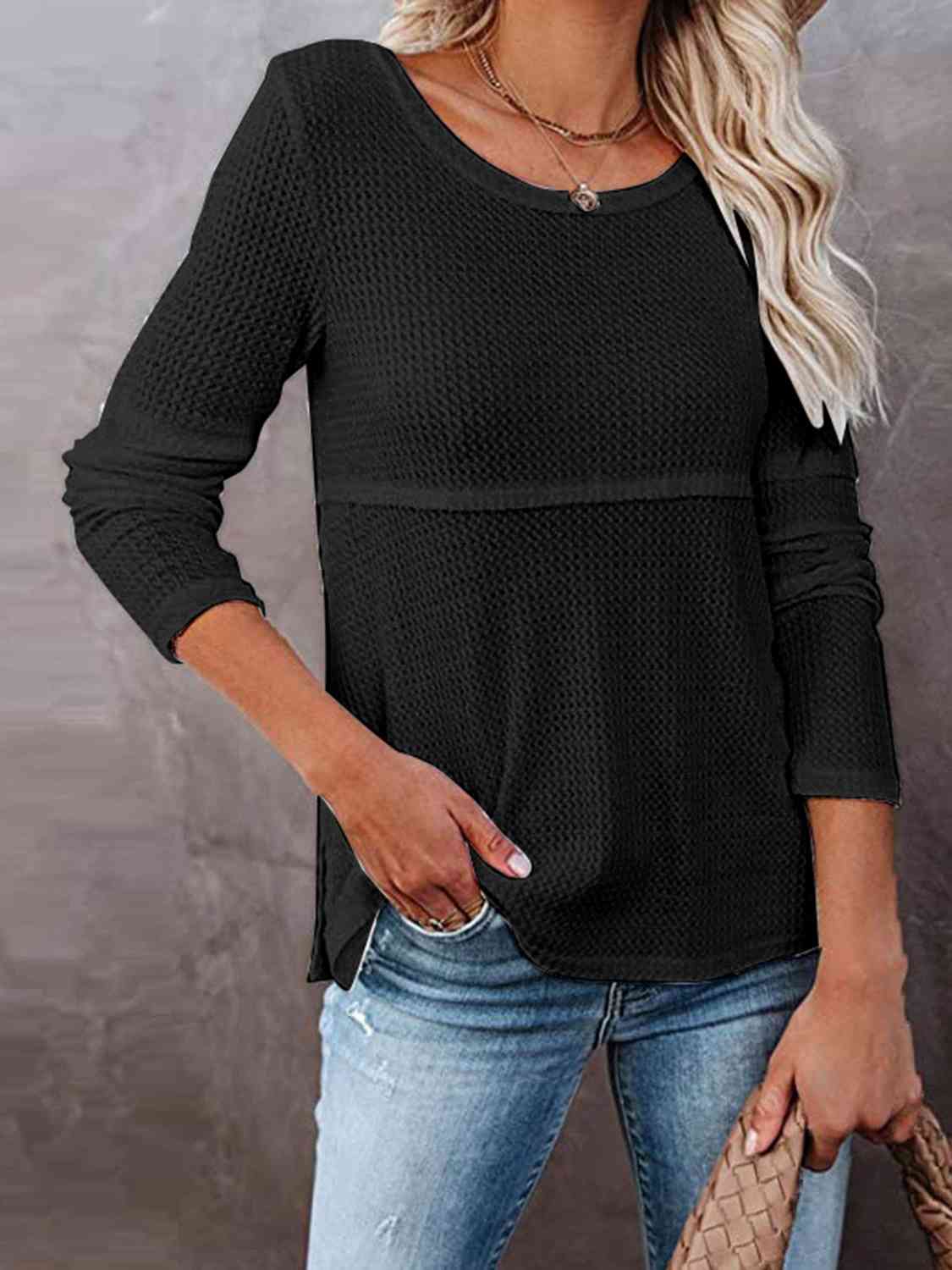 Cutout Round Neck Long Sleeve T-Shirt - Body By J'ne
