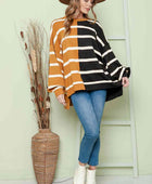 Striped Dropped Shoulder Round Neck Blouse - Body By J'ne