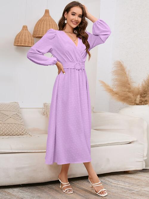 Surplice Balloon Sleeve Dress - Body By J'ne