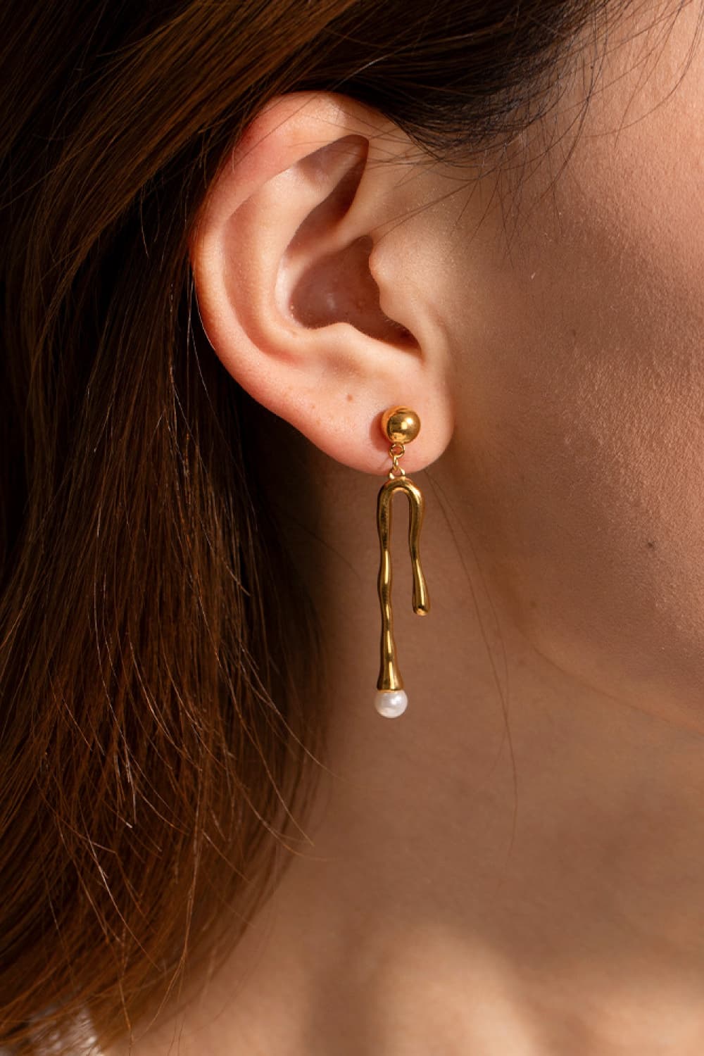 Synthetic Pearl 18K Gold-Plated Dangle Earrings - Body By J'ne