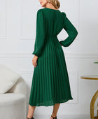 V-Neck Long Sleeve Tie Waist Midi Dress - Body By J'ne