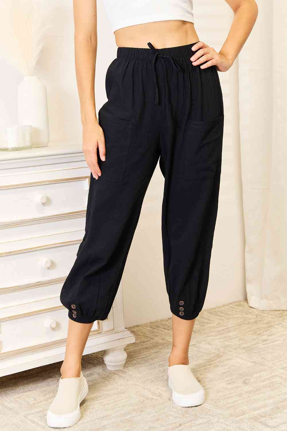 Nikki Decorative Button Cropped Pants - Body By J'ne