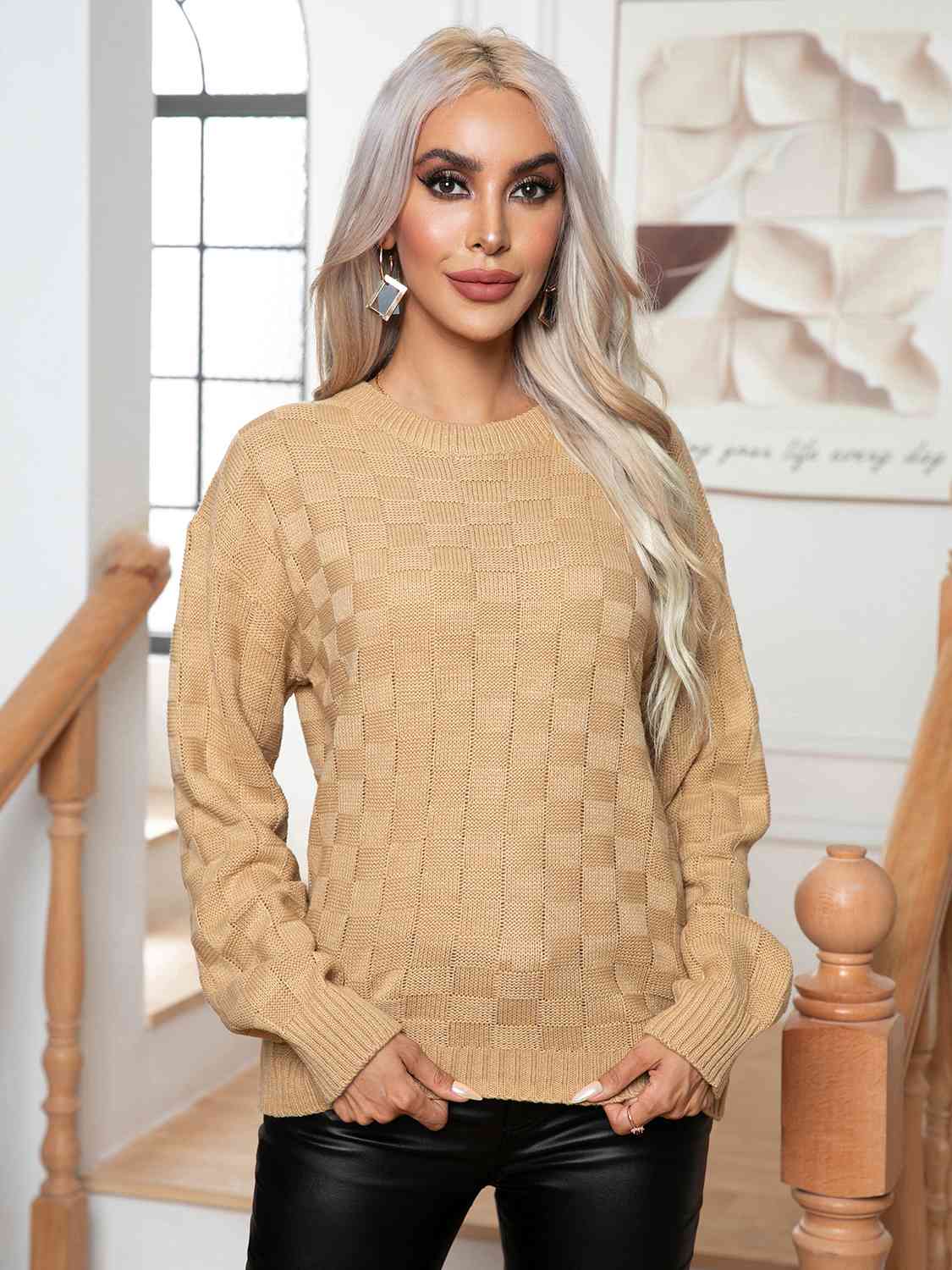 Round Neck Drop Shoulder Sweater - Body By J'ne