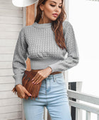 Round Neck Long Sleeve Cropped Sweater - Body By J'ne