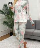 Tie-Dye Round Neck Top and Drawstring Pants Lounge Set - Body By J'ne