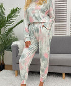 Tie-Dye Round Neck Top and Drawstring Pants Lounge Set - Body By J'ne