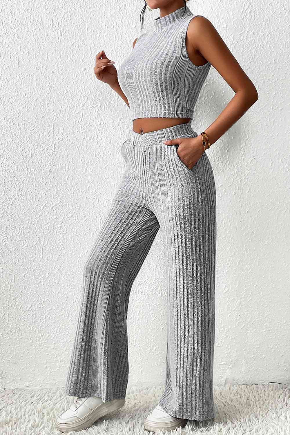 Mock Neck Tank and Pants Set - Body By J'ne