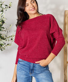 Drop Shoulder Long Sleeve Blouse - Body By J'ne