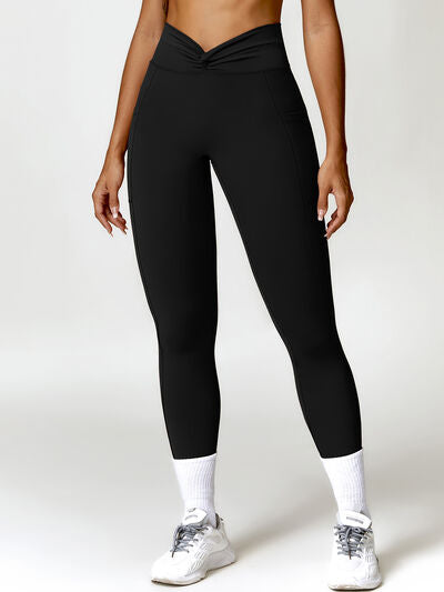 Twisted High Waist Active Pants with Pockets - Body By J'ne