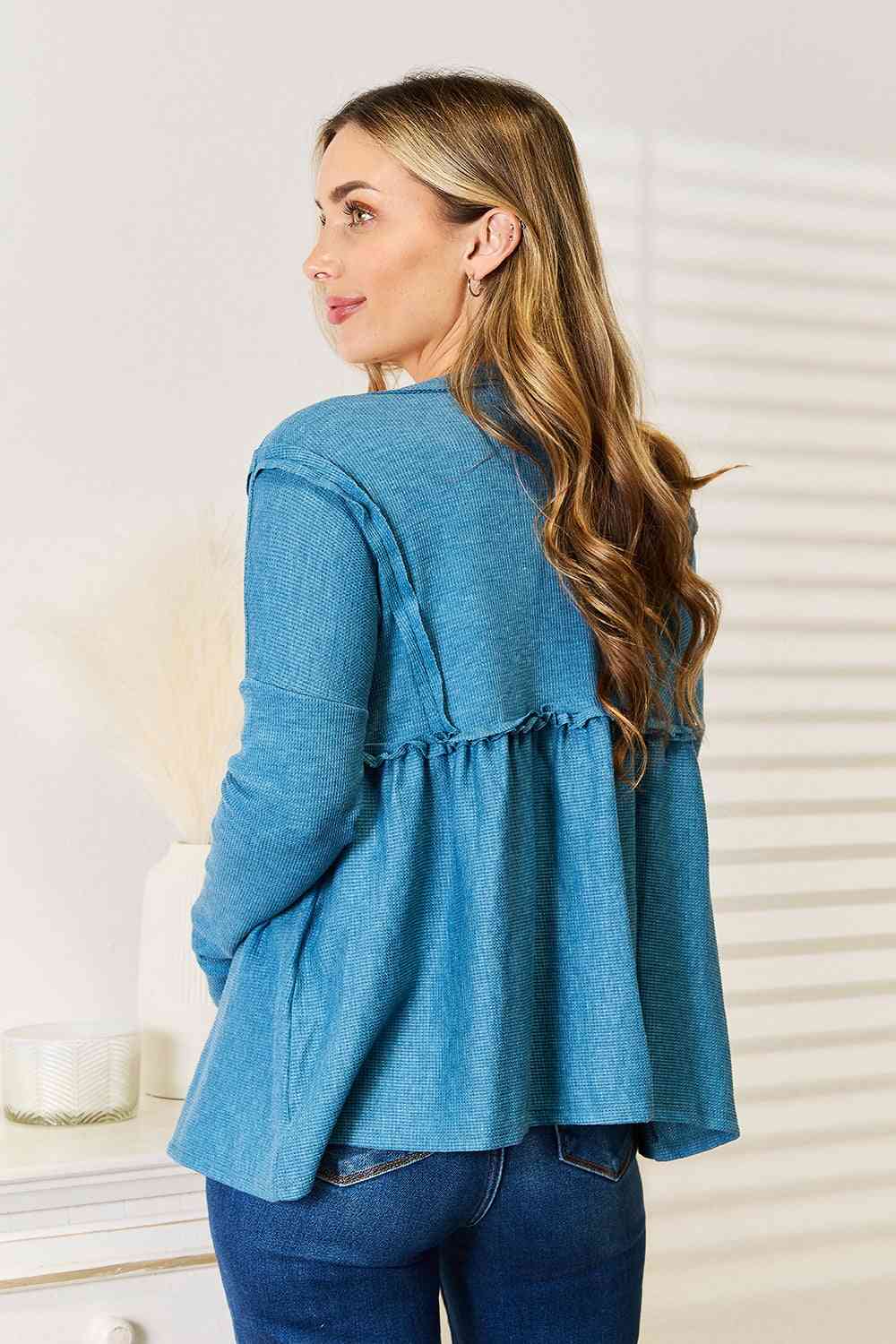 Frill Trim Babydoll Blouse - Body By J'ne