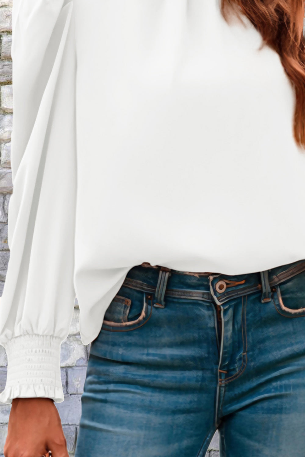 Mock Neck Puff Sleeve Blouse - Body By J'ne
