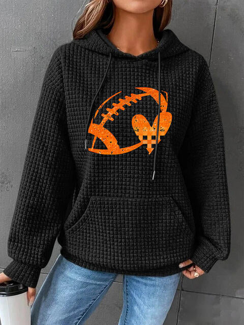 Football Graphic Drawstring Hoodie - Body By J'ne