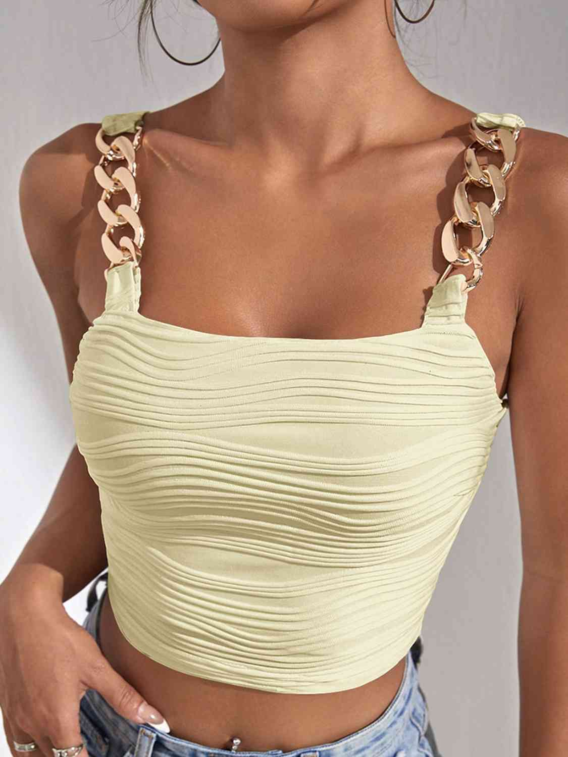Chain Detail Square Neck Tank - Body By J'ne