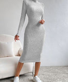 Turtleneck Long Sleeve Midi Sweater Dress - Body By J'ne