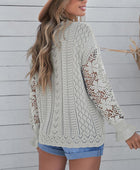 Openwork Lantern Sleeve Dropped Shoulder Sweater - Body By J'ne