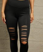 Wide Waistband Distressed Slim Fit Leggings - Body By J'ne