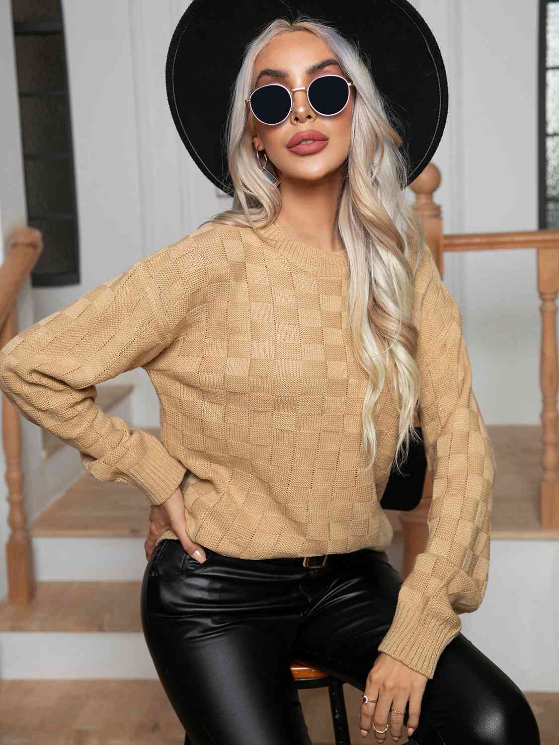 Round Neck Drop Shoulder Sweater - Body By J'ne