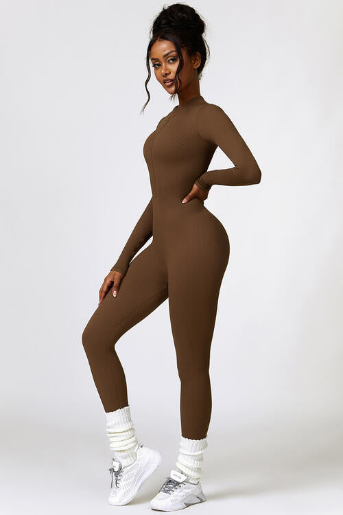 Half Zip Long Sleeve Active Jumpsuit - Body By J'ne