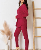 Basic Bae Full Size Notched Long Sleeve Top and Pants Set - Body By J'ne
