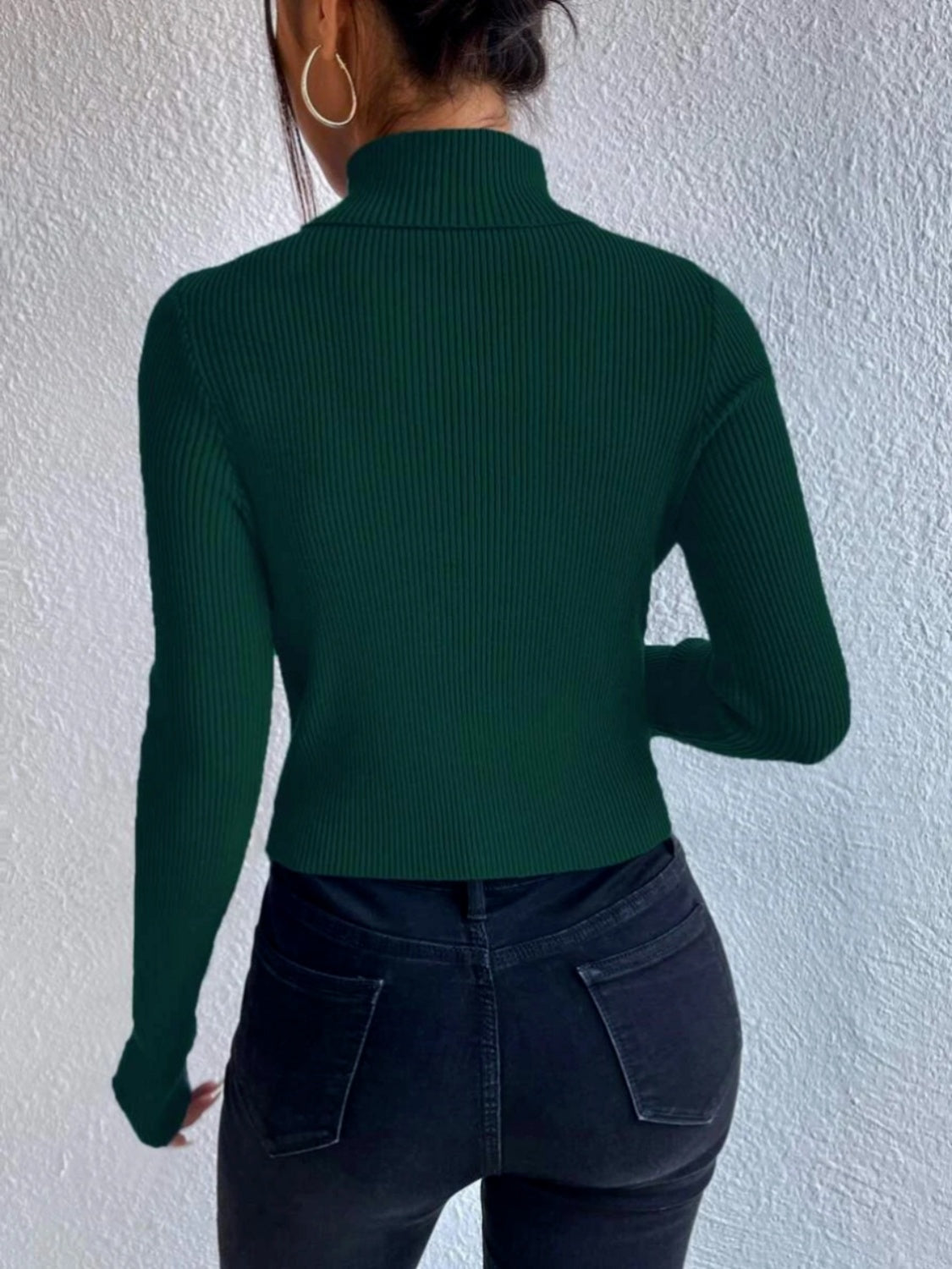 Cutout Turtleneck Rib-Knit Top - Body By J'ne