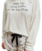 Long Sleeve Letters Pullover And Animal Shorts Lounge Set - Body By J'ne