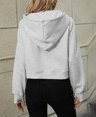 Raglan Sleeve Zip-Up Hoodie with Pocket - Body By J'ne