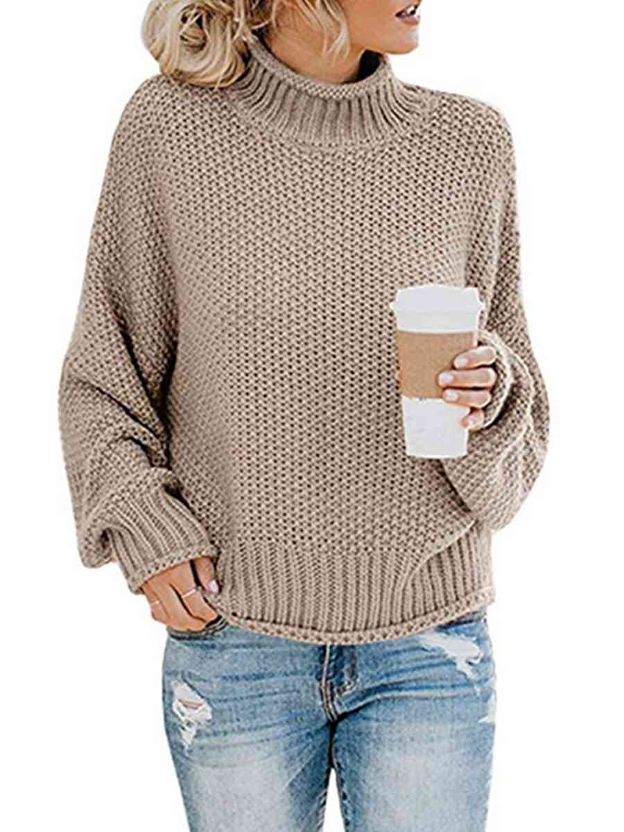 Turtleneck Dropped Shoulder Sweater - Body By J'ne