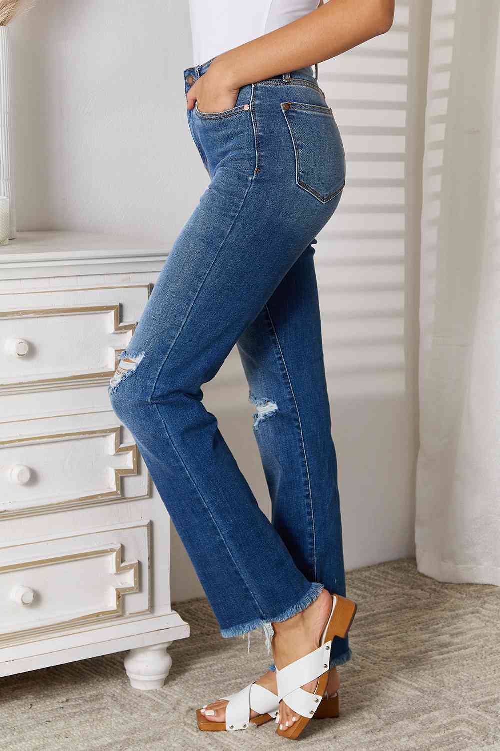 No limits Distressed Raw Hem Jeans - Body By J'ne