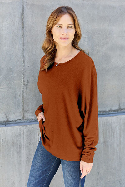 Full Size Round Neck Long Sleeve T-Shirt - Body By J'ne