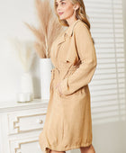 Full Size Tied Trench Coat with Pockets - Body By J'ne