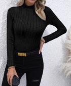 Mock Neck Long Sleeve Knit Top - Body By J'ne