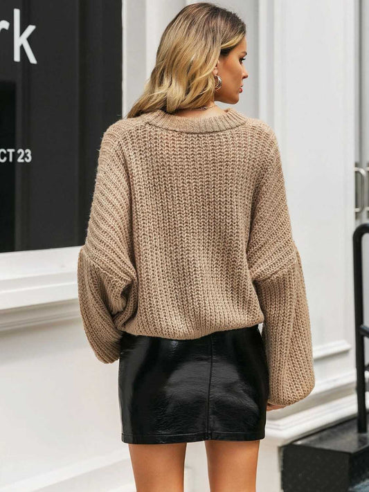 Round Neck Long Sleeve Sweater - Body By J'ne