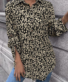 Leopard Roll-Tap Sleeve Shirt - Body By J'ne