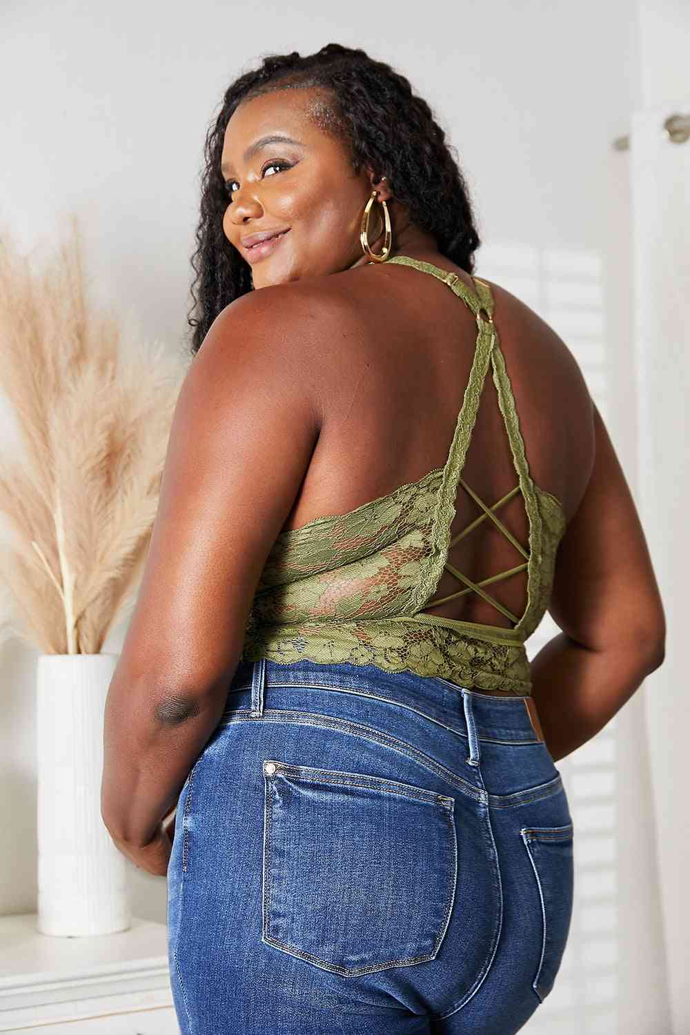 Juliette Full Size Crisscross Lace Bralette - Body By J'ne