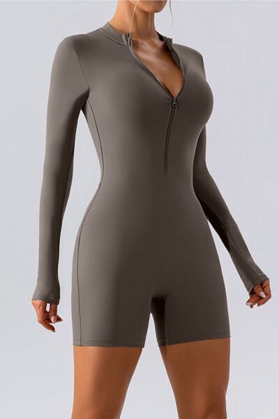 Half Zip Long Sleeve Active Romper - Body By J'ne
