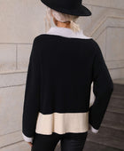 Color Block Half-Zip Dropped Shoulder Knit Pullover - Body By J'ne