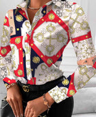 Printed Collared Neck Long Sleeve Shirt - Body By J'ne