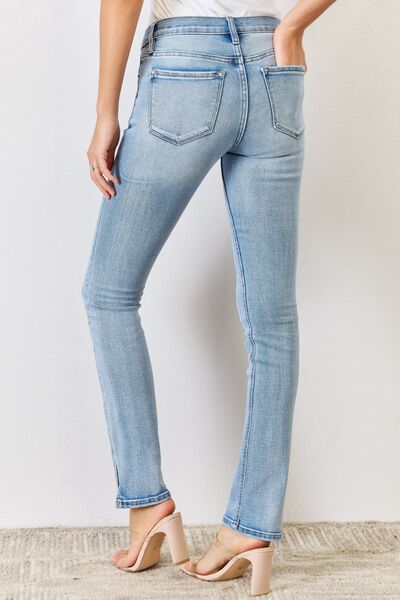 Full Size Mid Rise Y2K Slit Bootcut Jeans - Body By J'ne