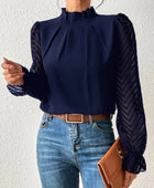 Mock Neck Flounce Sleeve Blouse - Body By J'ne