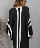 Ribbed Round Neck Long Sleeve Sweater Dress - Body By J'ne