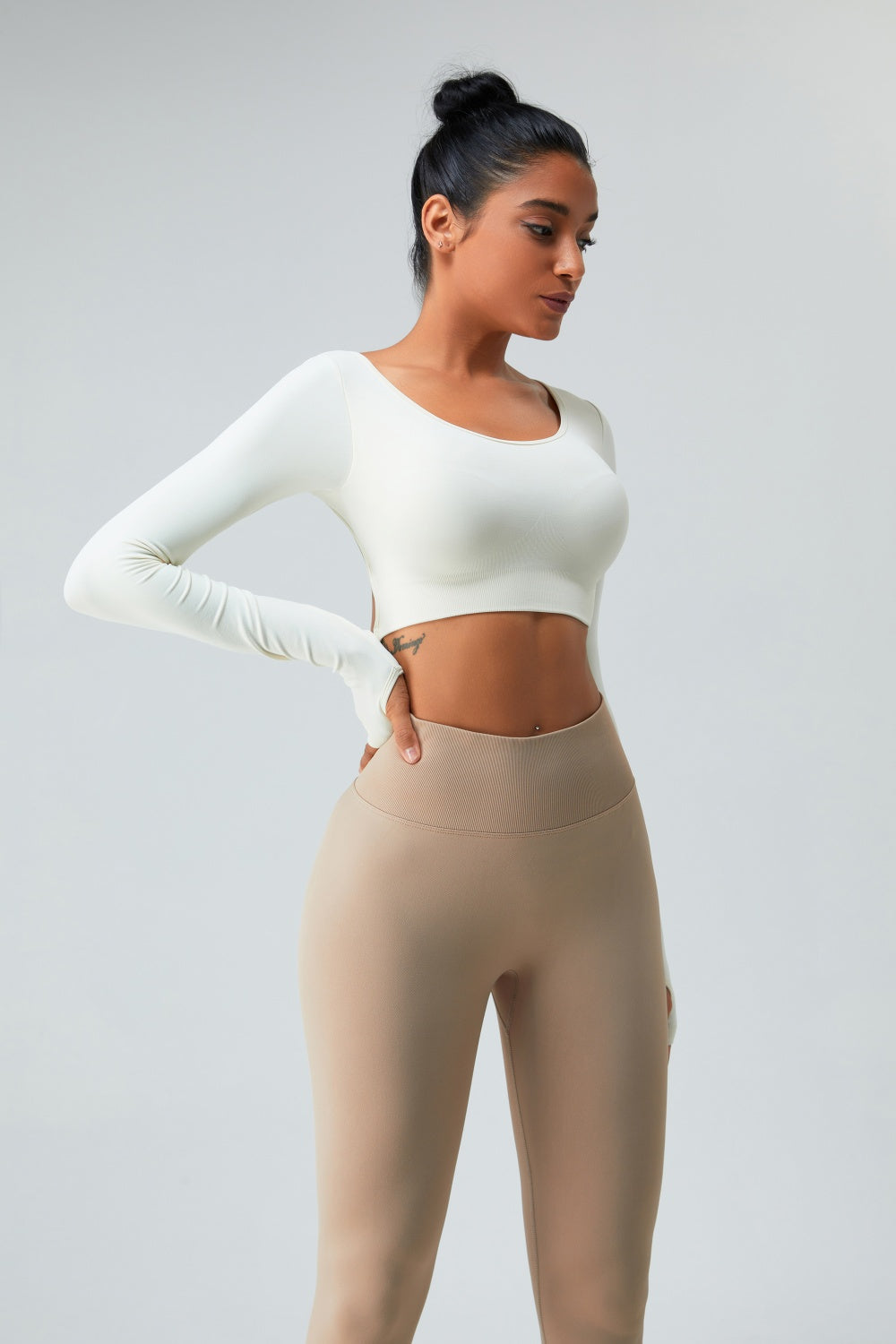 Cutout Round Neck Long Sleeve Active T-Shirt - Body By J'ne