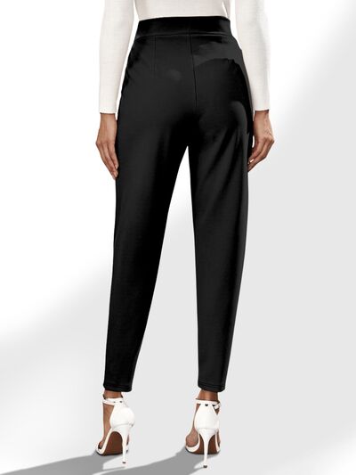 High Waist Straight Pants with Pockets - Body By J'ne