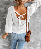 Tied Balloon Sleeve Round Neck Sweater - Body By J'ne