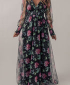 Somcked Floral V-Neck Long Sleeve Dress - Body By J'ne