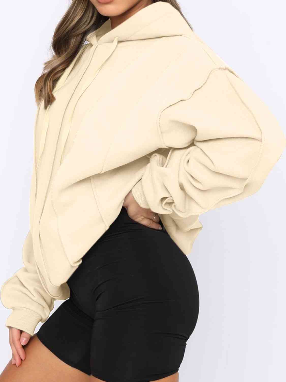 Exposed Seams Long Sleeve Hoodie - Body By J'ne