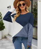 Color Block Round Neck Sweater - Body By J'ne