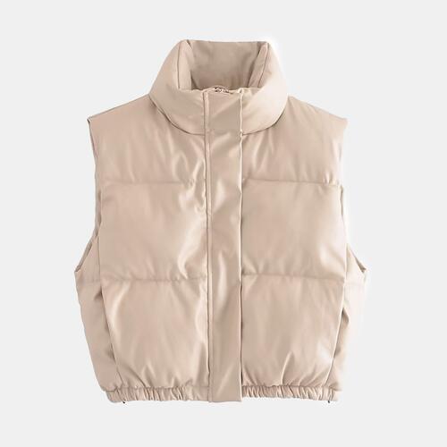 Zip-Up Drawstring Puffer Vest - Body By J'ne