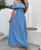 Smocked Ruffled Off-Shoulder Maxi Dress - Body By J'ne