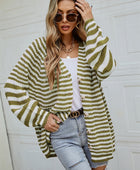 Striped Button Up Long Sleeve Cardigan - Body By J'ne